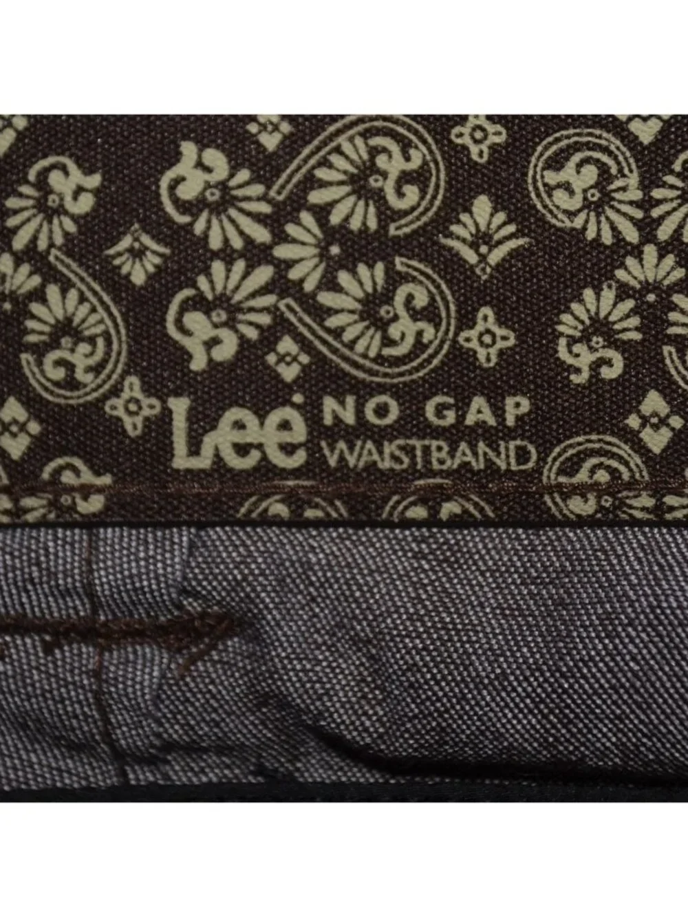 Lee No Gap Waistband Pants Womens 16 M Brown Straight Leg Stretch Cotton Trouser